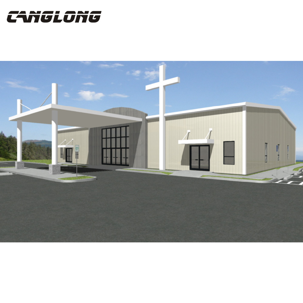 China Factory Prefab Steel Structure House Galvanized Steel Purlines Metal Sheet Hospital/Steel School Church Building Construction for Sale