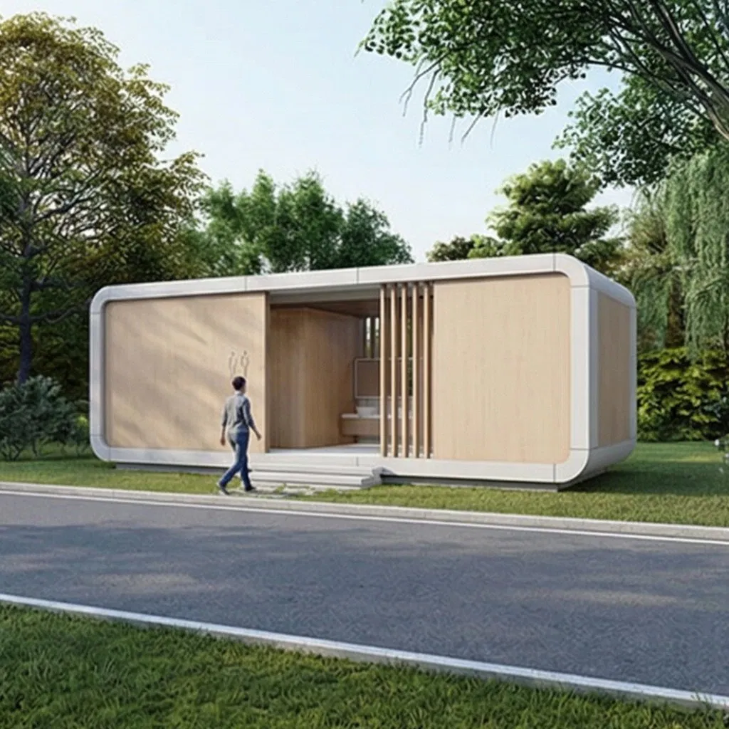 Green and Environmentally Friendly Small House, Mobile Steel Structure Building, Foldable Prefabricated Container Public Toilet