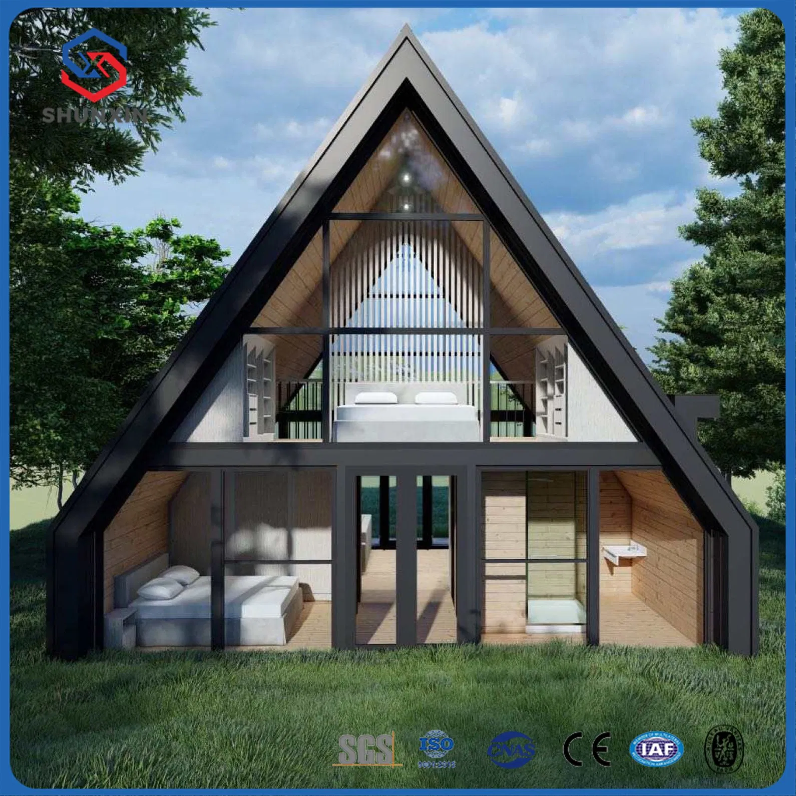 Triangle Two Bedroom Modular Prefabricated Vessel Modern Capsule Luxury Prefab House Villa