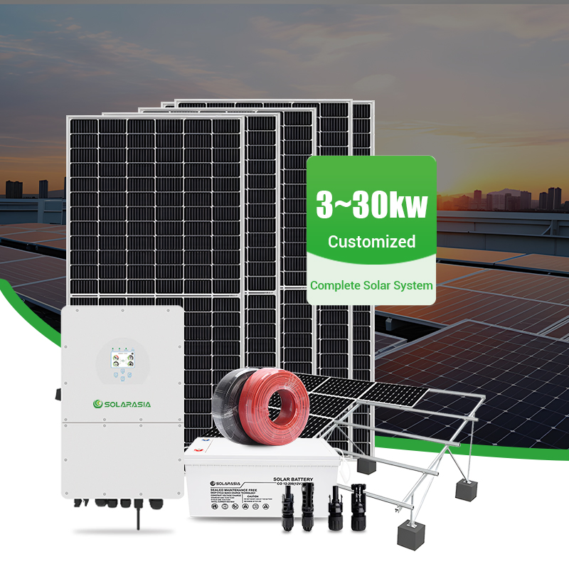 Solar System Complete Kit 10kVA 20kw 30kw off-Grid Solar Energy System Lithium Battery Integrated Inverter Best Solar Panels Efficiency for Home Backup