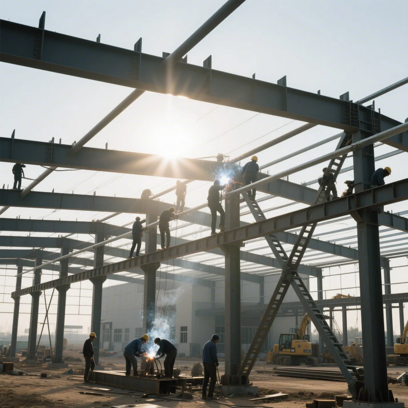 Industrial Mobile House Two Story Workshop Sandwich Panel Fabricated H Beam Building Construction Light Warehouse Frame Prefab Steel Structure for Commercial