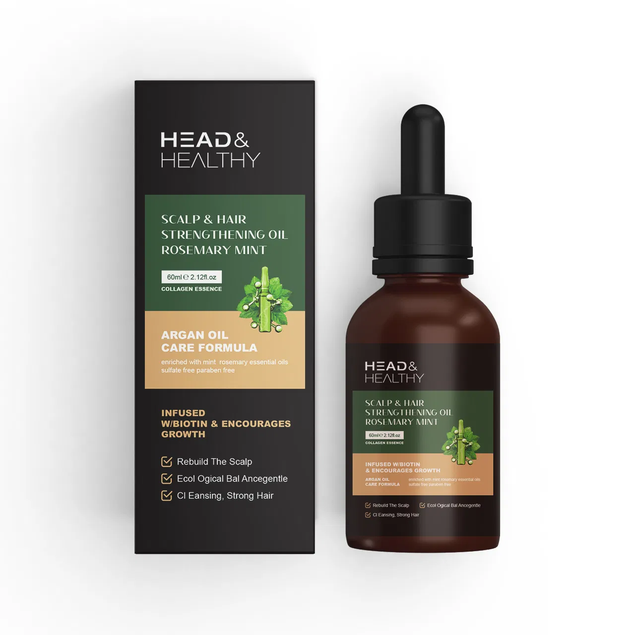 50ml Organic Honey-Rosemary Mint Scalp Oil: Refreshing, Daily &amp; PRO Care