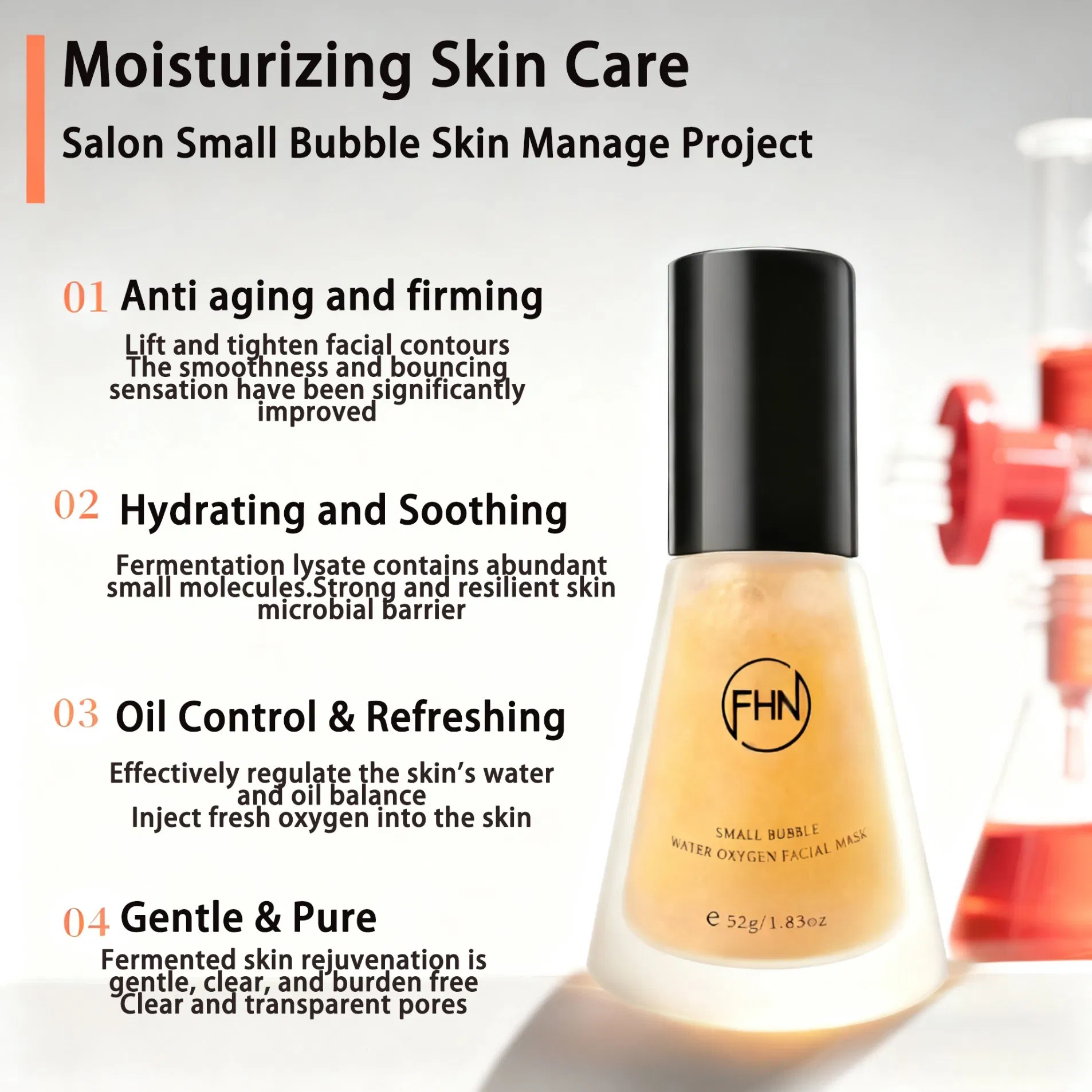 OEM Beauty Skin Care Deep Pore Cleansing Water Oxygen Smoothing Anti-Aging Firming Oil Control Mask Bubble Facial Mask