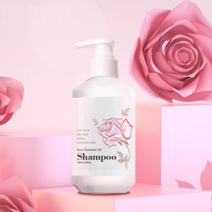 Private Label Anti Frizzy Anti Dandruff Hair Strengthening Rose Oil Essence Fragrance Hair Shampoo