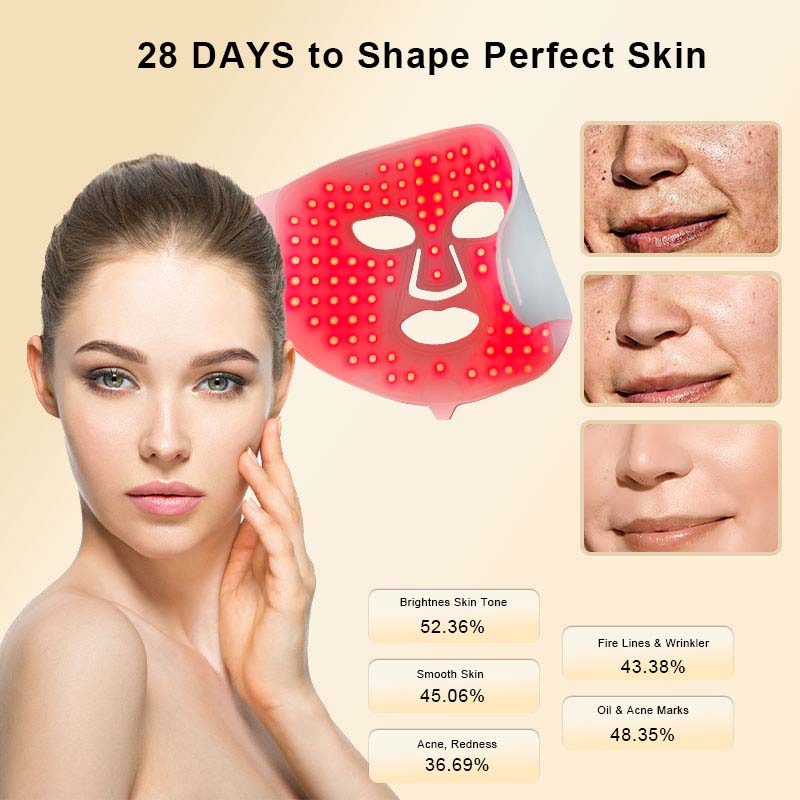 LED Red Light Therapy Facial Mask for Anti Wrinkle Firming and Skin Brightening