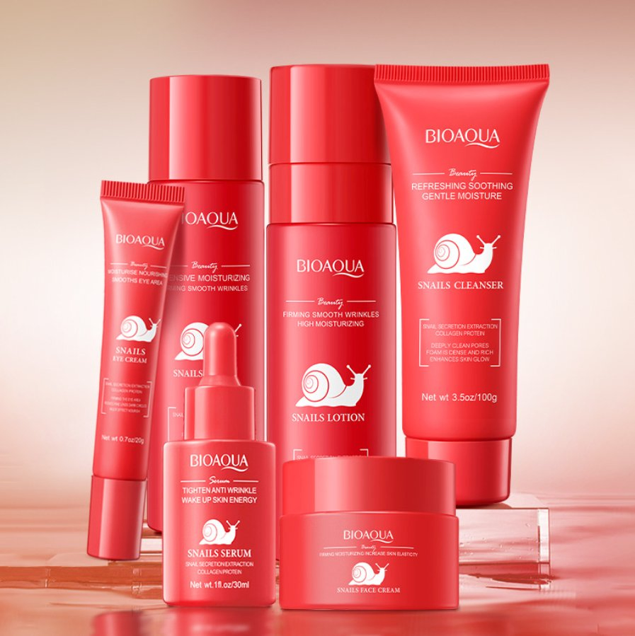 Online Wholesale and Retail 6PCS Skincare Products Snail Collagen Repair Firming Anti-Wrinkle Moisturizer Cleanser Serum Facial Cream Skin Care Set