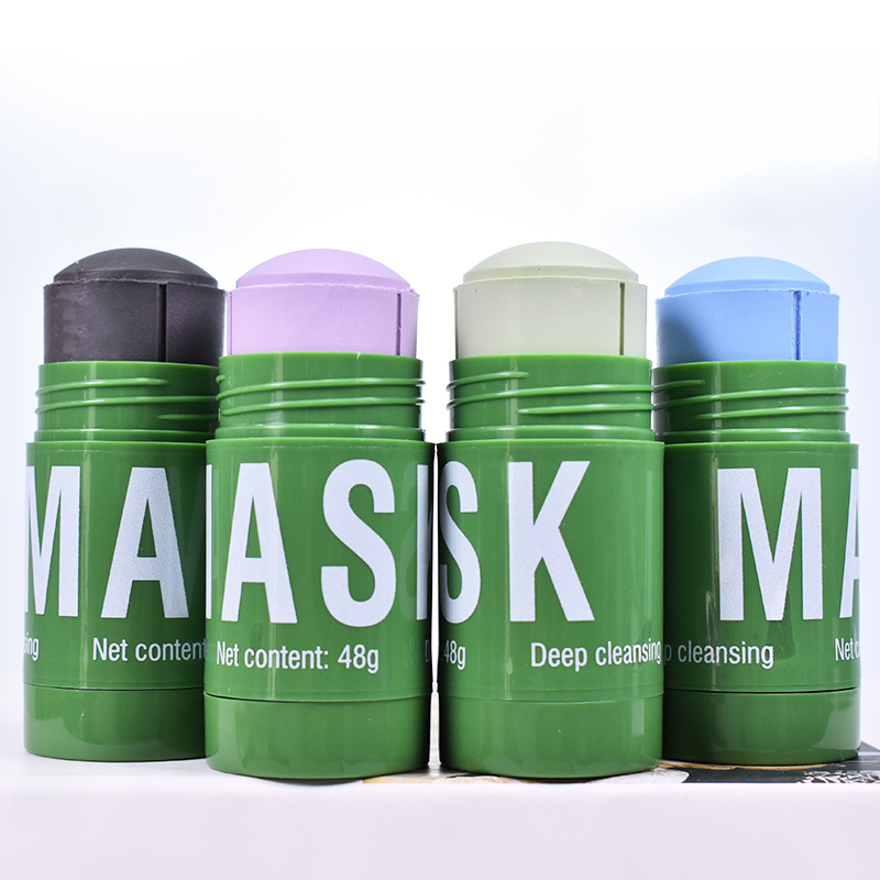 Private Label Skin Care Product Organic Natural Green Tea Purifying Solid Cleansing Pink Facial Face Mud Clay Musk Mask Stick