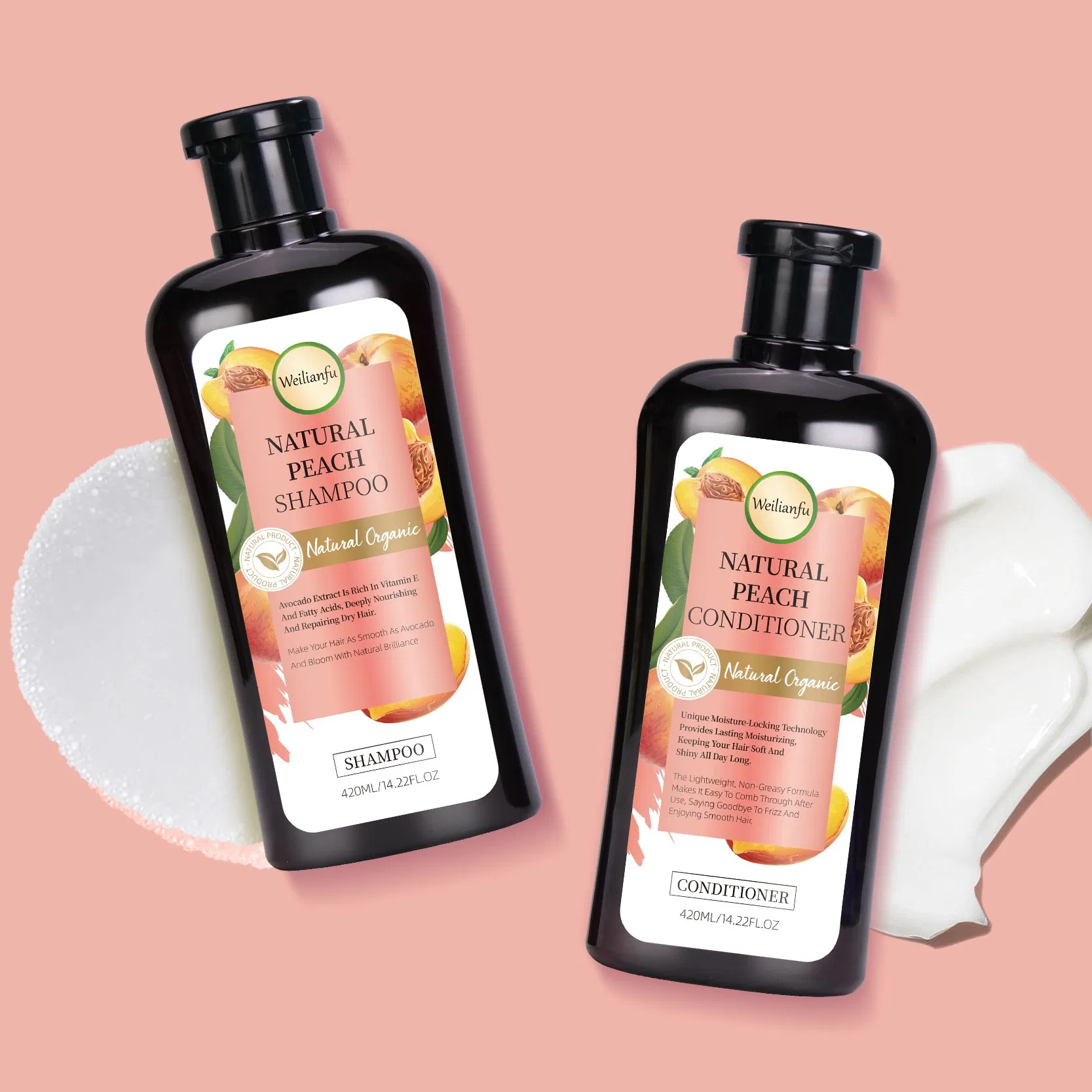 Peach Shampoo Set Moisturizing Shampoo for Dry Hair Smooth &amp; Nourishing Formula for Healthy Locks Salon Quality Hydration