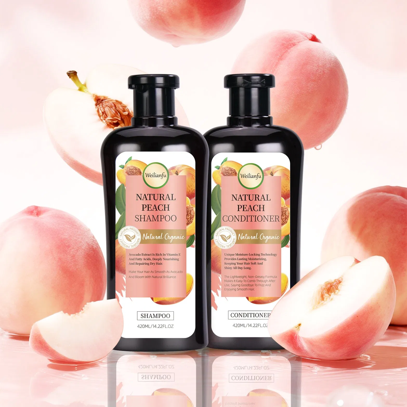 Peach Shampoo Set Moisturizing Shampoo for Dry Hair Smooth &amp; Nourishing Formula for Healthy Locks Salon Quality Hydration