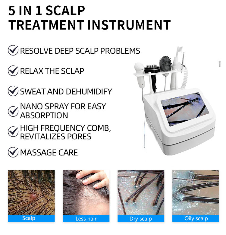 Newest 5 in 1 Anti Hair Loss Head Hair Scalp Care Massager Follicle Scanner Hair Care Improve Hair Loss and Maintain Scalp Health High-Definition Skin Detector