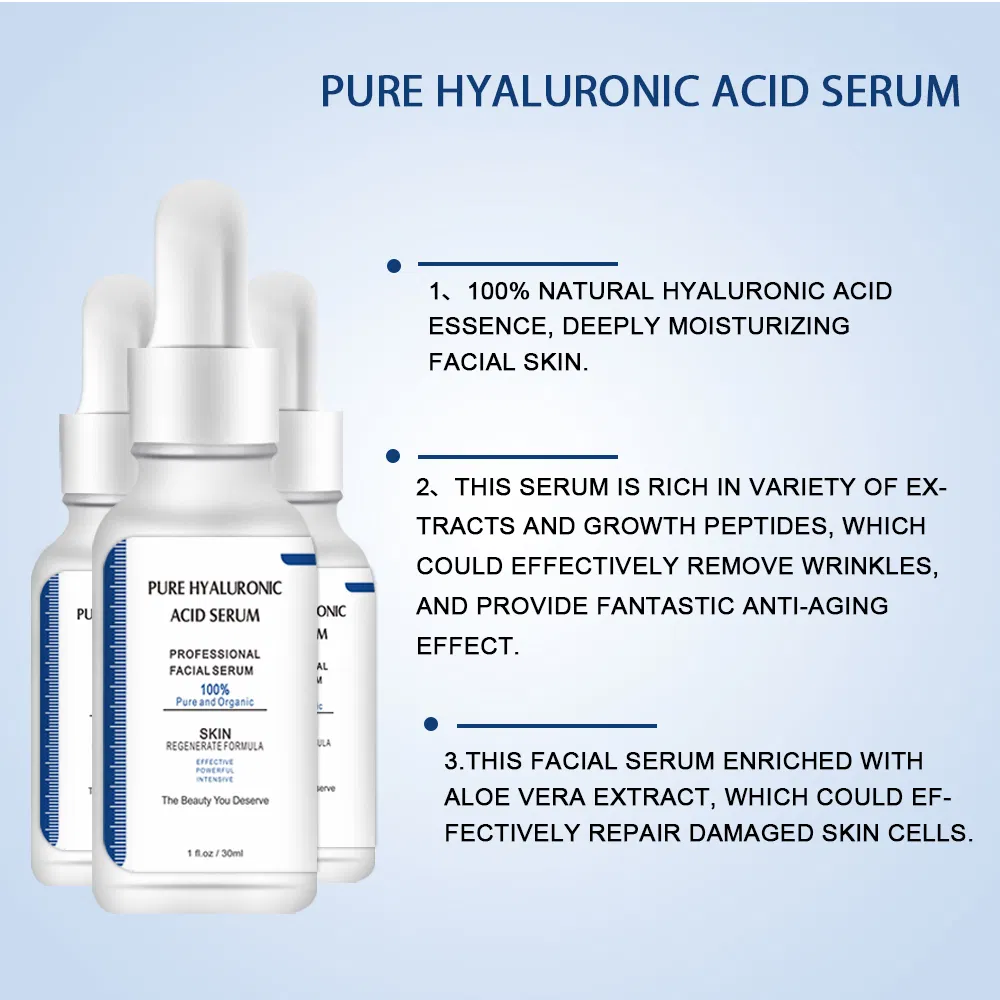 Wholesale Private Label Facial Skin Care Face Moisturizing Vitamin C Anti Aging Whitening Brightening Pure Hyaluronic Acid Collagen Serum