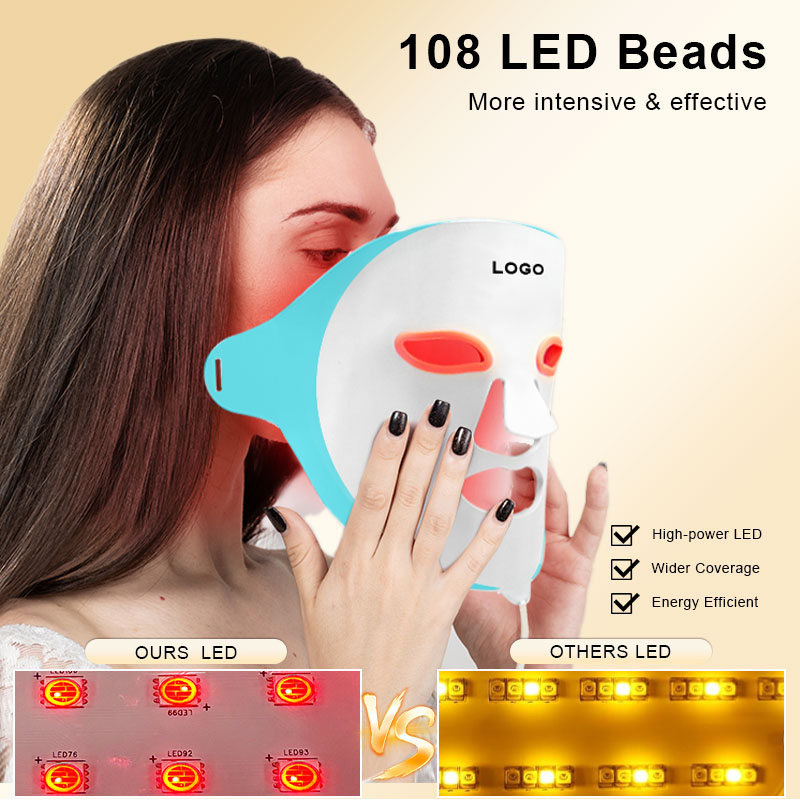 LED Red Light Therapy Facial Mask for Anti Wrinkle Firming and Skin Brightening