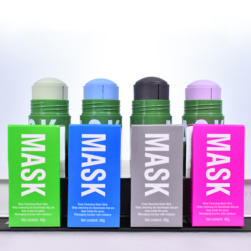 Private Label Skin Care Product Organic Natural Green Tea Purifying Solid Cleansing Pink Facial Face Mud Clay Musk Mask Stick