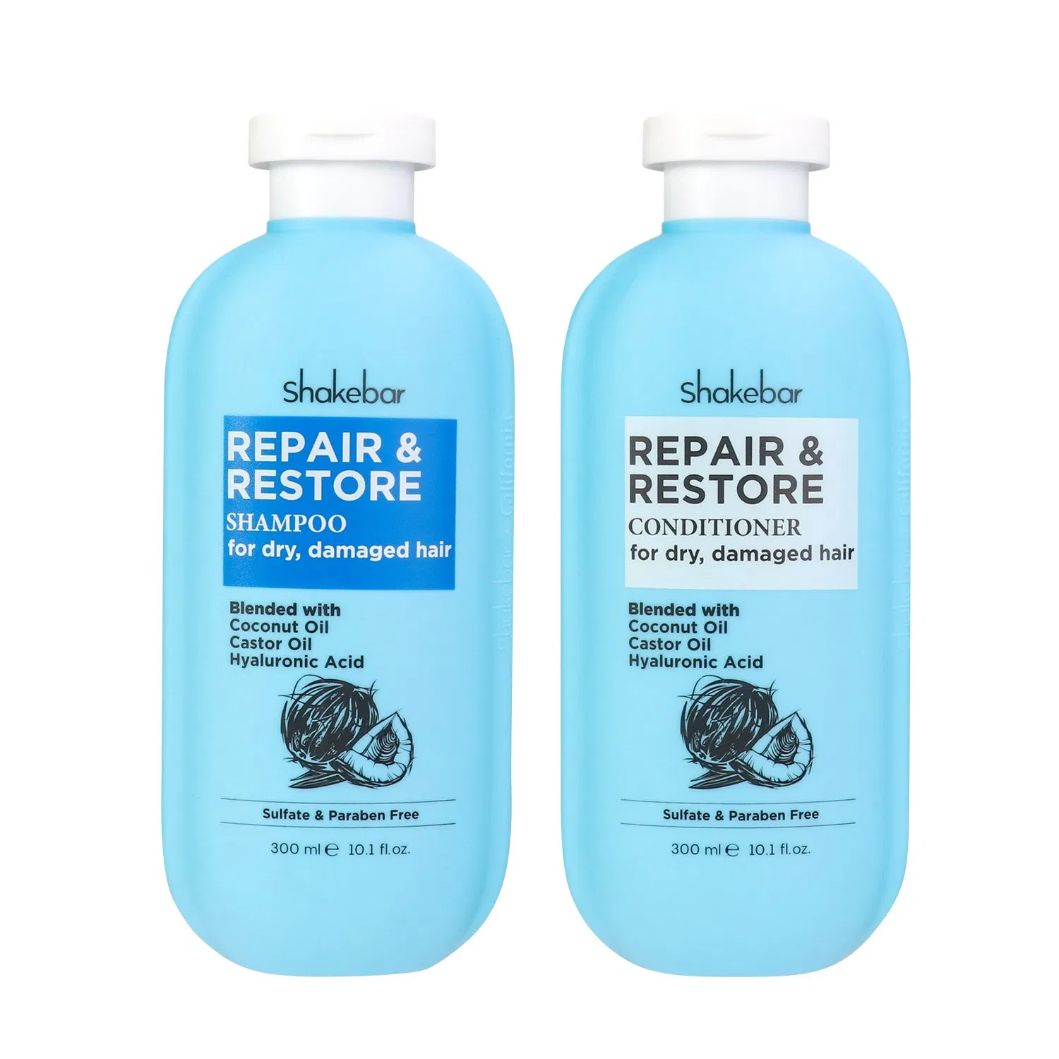 Shakebar Hair Care Products Coconut Moisturizing Repair Damaged Hair Shampoo and Conditioner