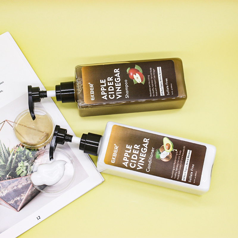 Organic Enhance Shine Natural Ginseng Vegan Apple Cider Vinegar Hair Shampoo Conditioner Keratin Hair Care