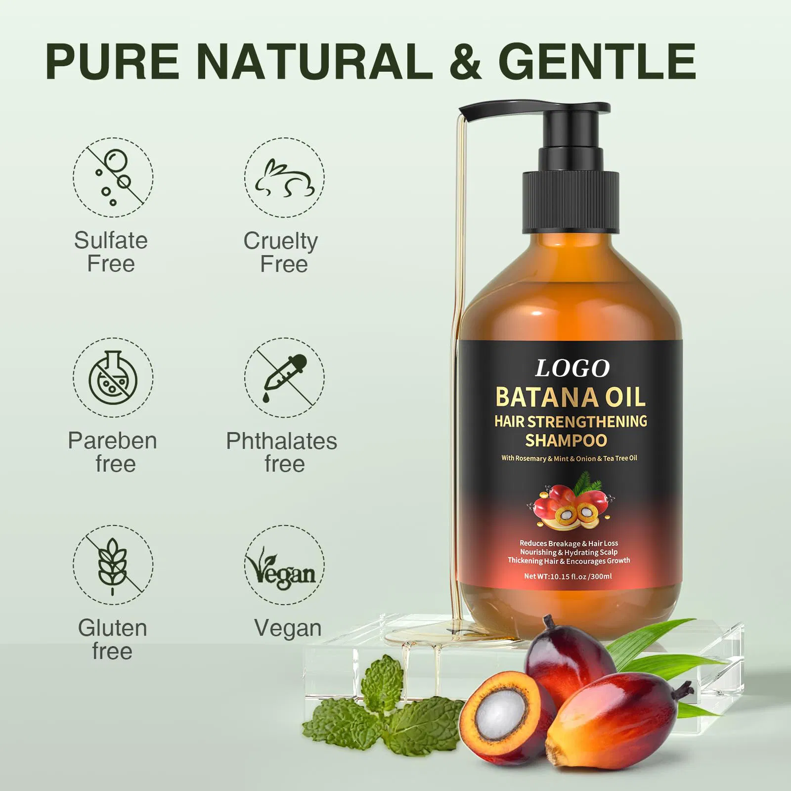 Private Label Natural Hair Care Products Honduras Batana Oil Shampoo Repairing Hydrating Strengthening Hair Growth