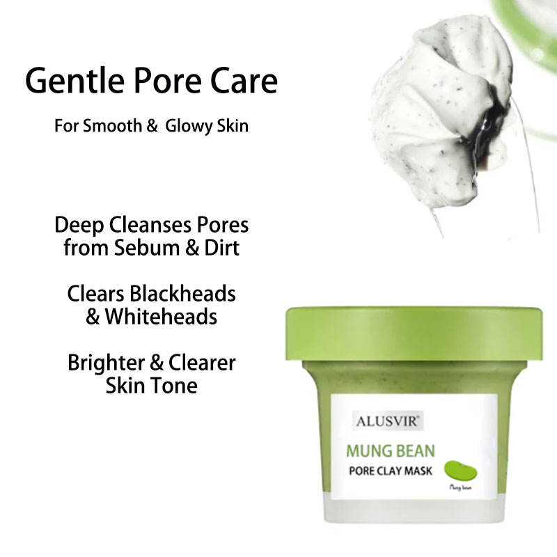 Mung Bean Pore Cleansing Facial Clay Mask Brightening Anti Acne Face Clay Mask for Women