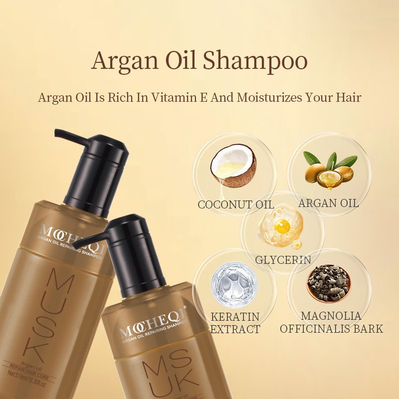 Mocheqi Premium Moroccan Argan Oil Shampoo for Nourishing Repairing Dry Hair Deep Hydration Hair Care