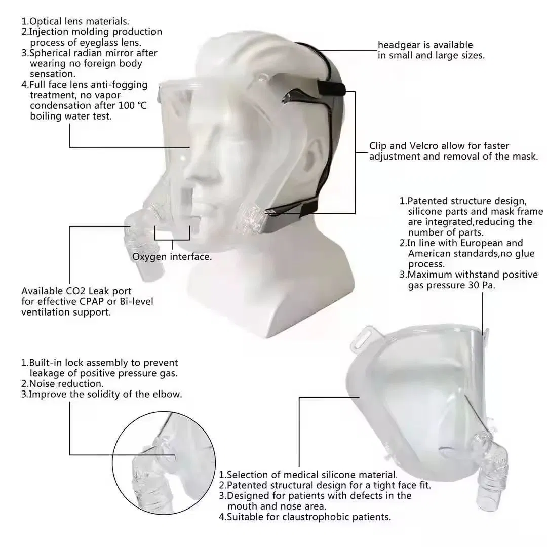 CPAP Mask Full Face with Silicone Cushion for Sensitive Skin