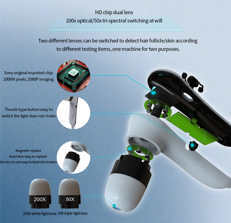 5 in 1 High Frequency Hair Follicle Detection Scalp Treatment Machine Hair Analyze Scalp Care for Sell