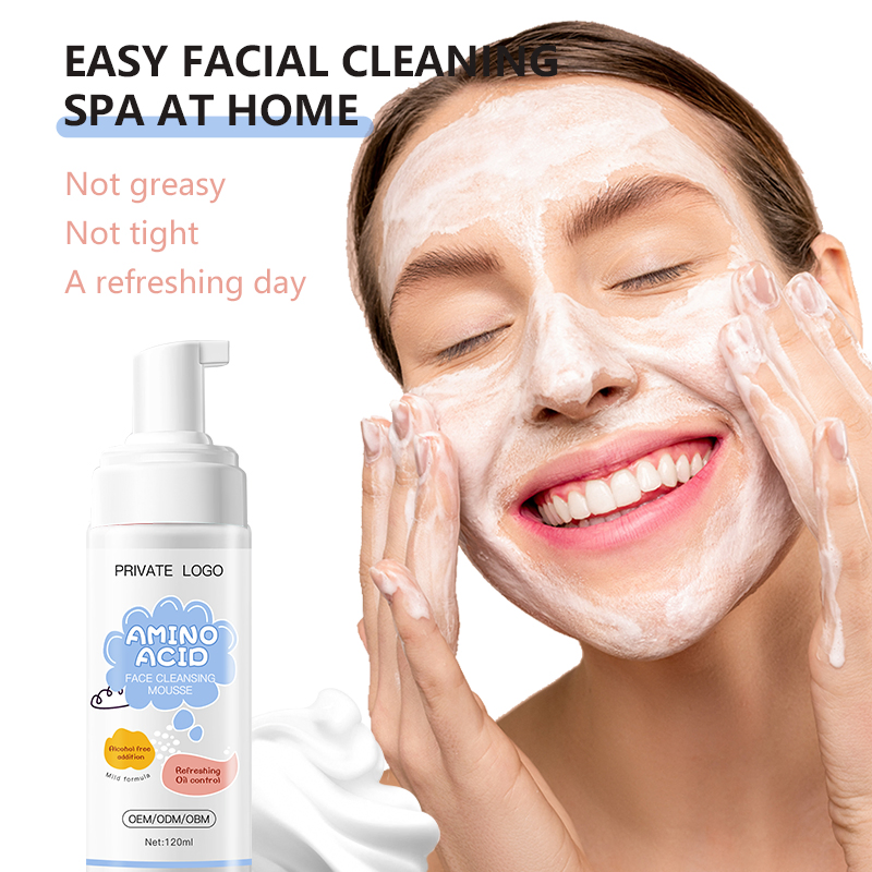 Customized Logo Deep Cleansing Pore Acne Removal Face Cleanser Nourishing Oil Control Amino Acid Mild Facial Cleanser