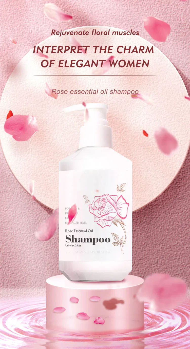Private Label Anti Frizzy Anti Dandruff Hair Strengthening Rose Oil Essence Fragrance Hair Shampoo