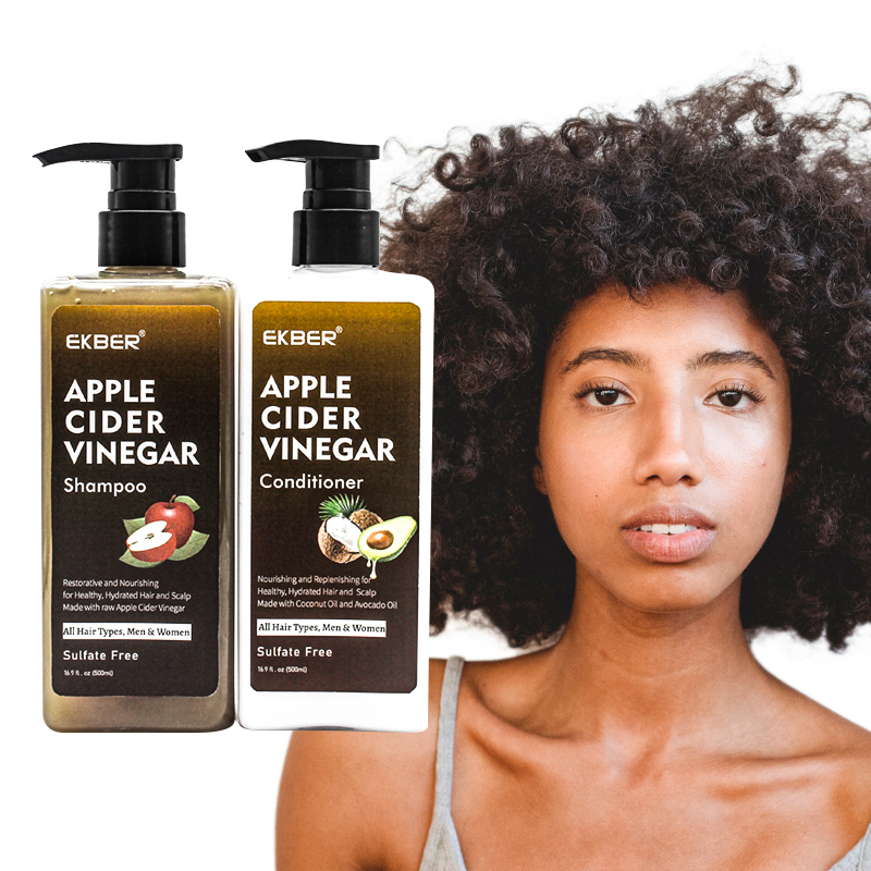 Organic Enhance Shine Natural Ginseng Vegan Apple Cider Vinegar Hair Shampoo Conditioner Keratin Hair Care