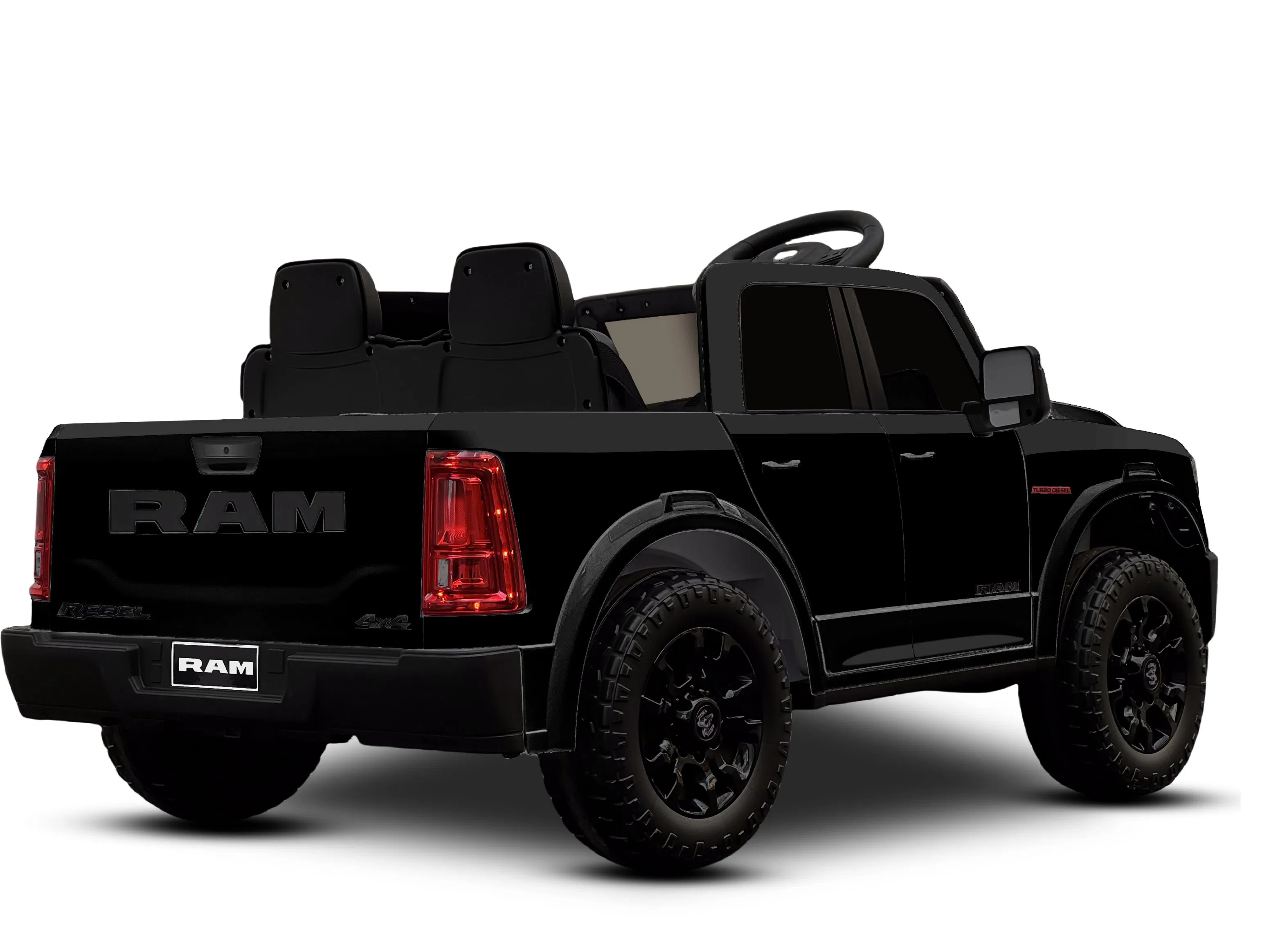 Licensed Dodge RAM Kids Ride-on Truck 12V Battery Powered Electric Car with Remote Control-Black