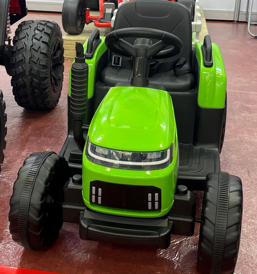 Ride on Tractor with Detachable Trailer, 12V Kids' Electric Vehicles, LED Headlights, Remote Control Tractor Toys for Kids 3+