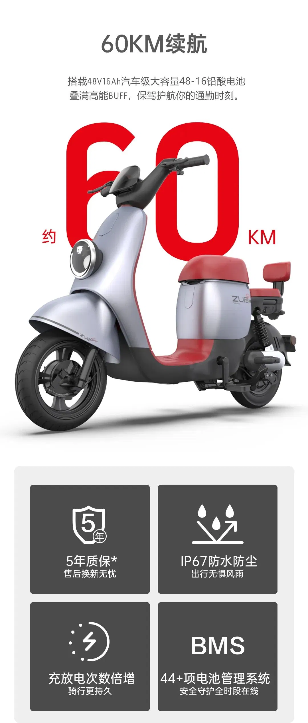 Comfortable Electric Bike with 48V Lead Acid Battery for Kids Pick up