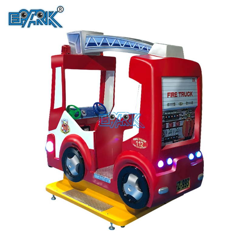 Indoor Coin Operated Children's Four Seats Fire Truck Kiddie Ride