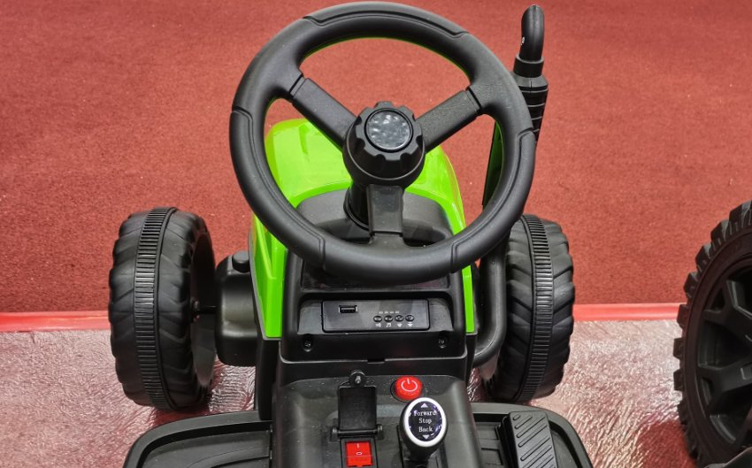 Ride on Tractor with Detachable Trailer, 12V Kids' Electric Vehicles, LED Headlights, Remote Control Tractor Toys for Kids 3+