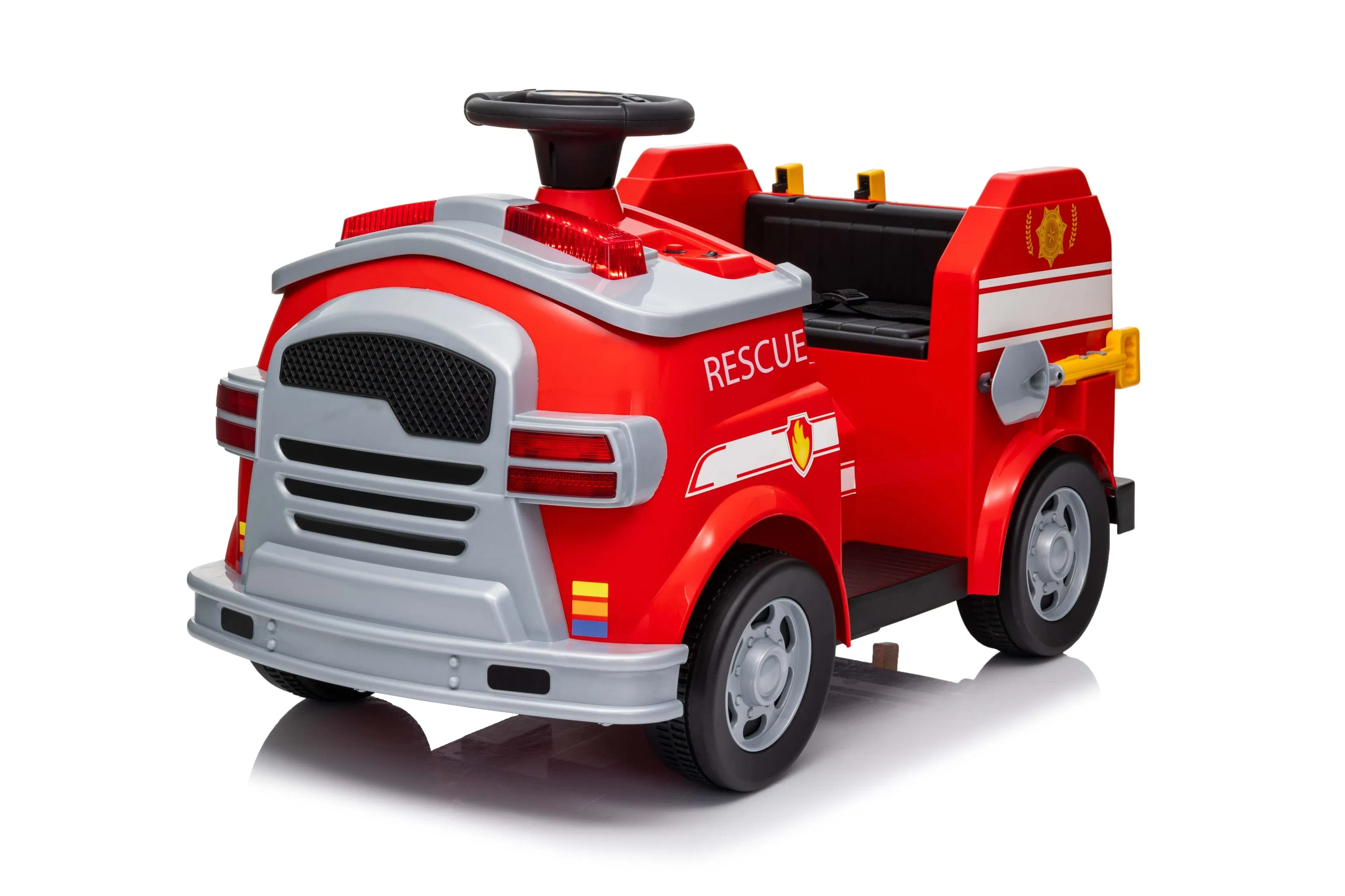 12V Kids Electric Ride-on Car with Soft Start/Stop, LED Lights, Music &amp; Horn, Alarm Sound Rescue Functional Car Toys