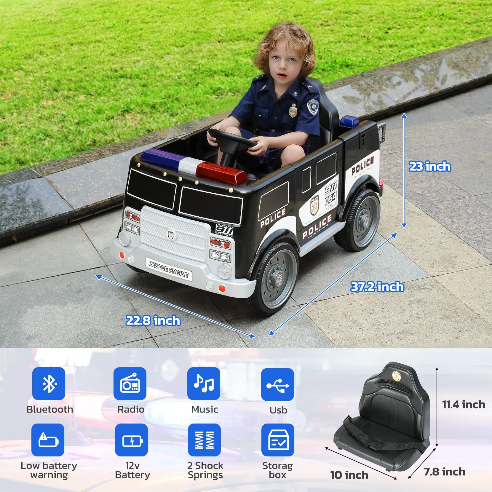 Electric Ride on Truck for Kids, Battery Powered Toddler Car