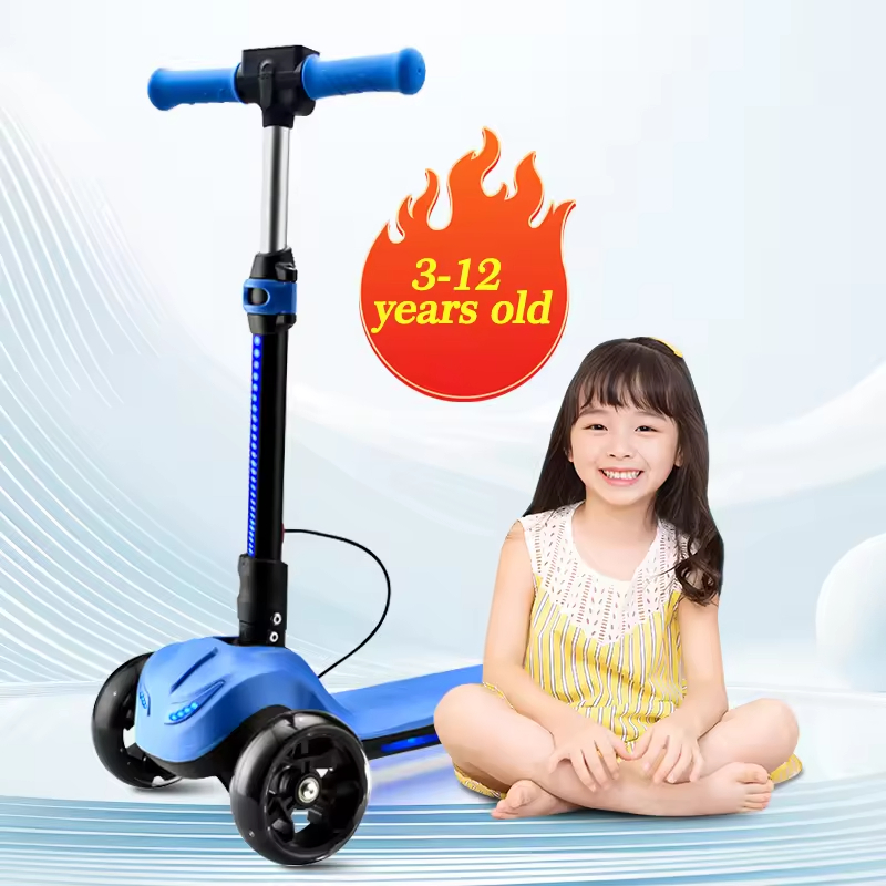 Three Wheel Kick Scooter for Child Foldable Kids Electric Scooter