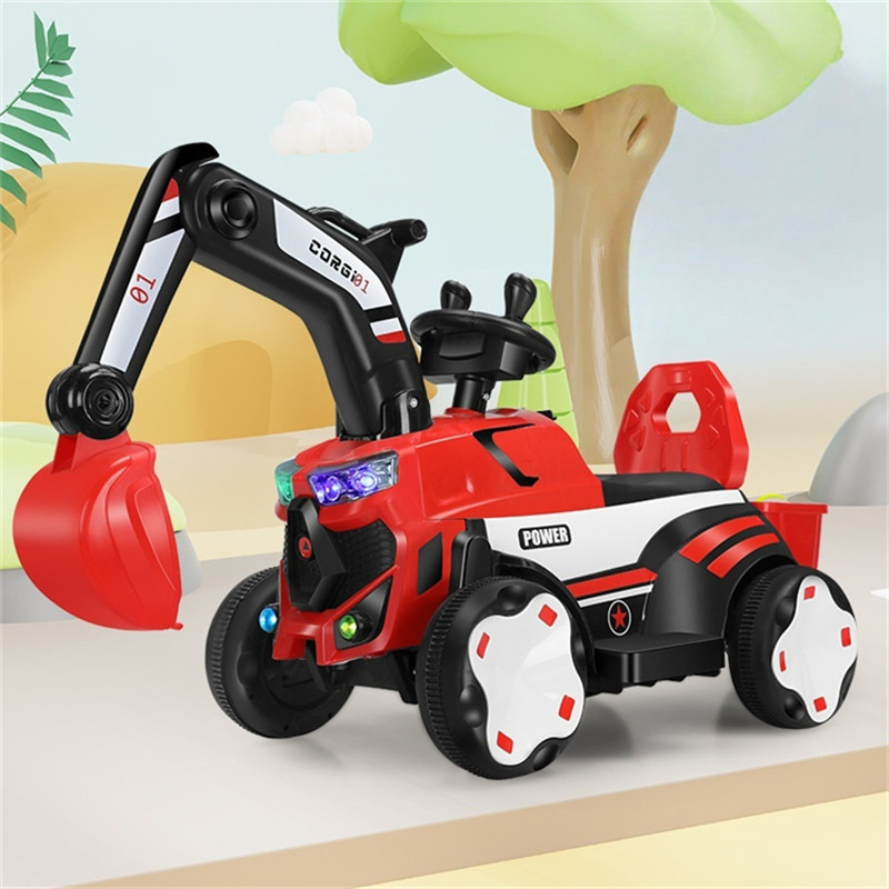 Electric Excavator Ride-on Toy Car for Boys with Remote Control