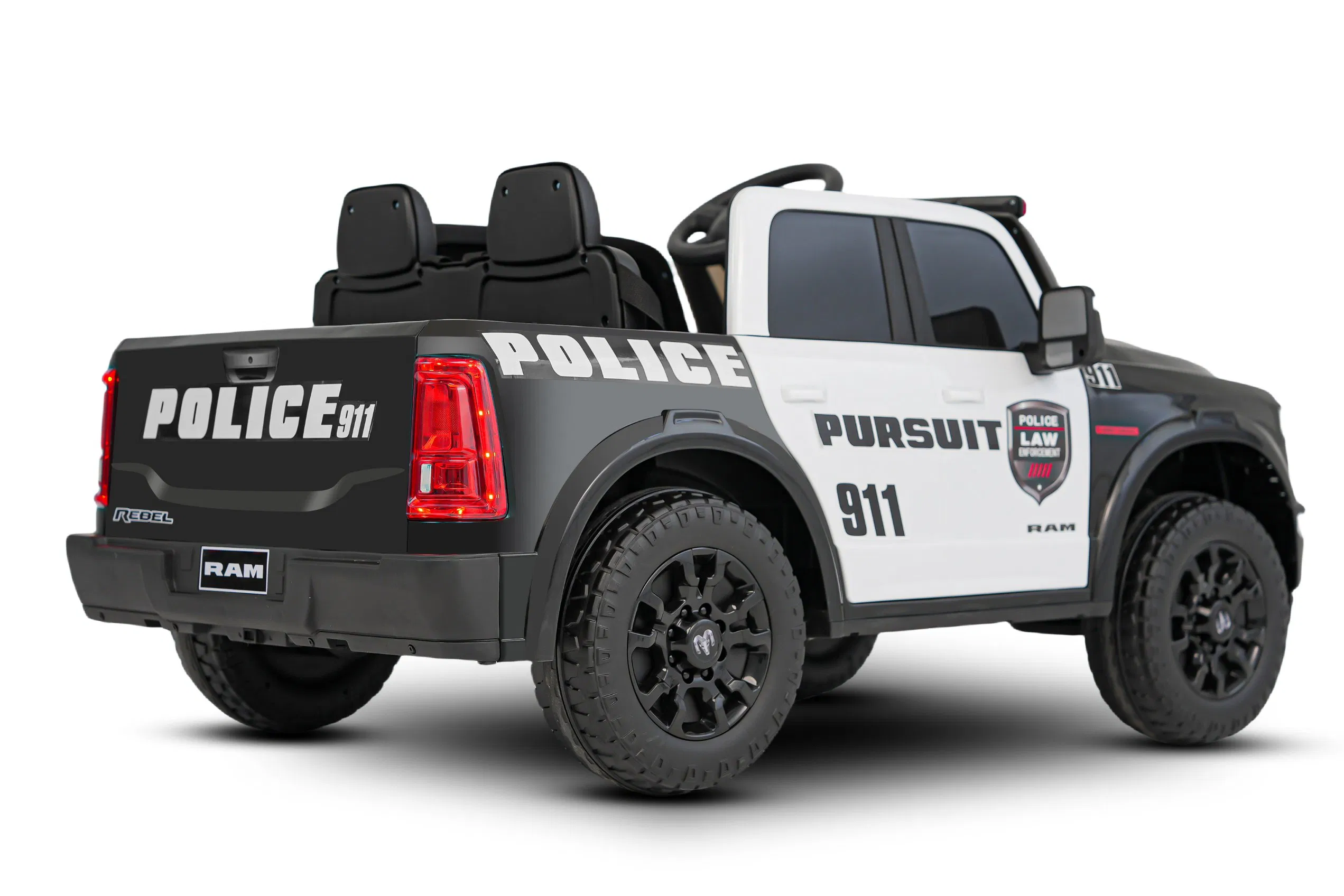 Dodge RAM Licensed Cops Truck Kids Electric Ride-on with Remote Control &amp; Suspension