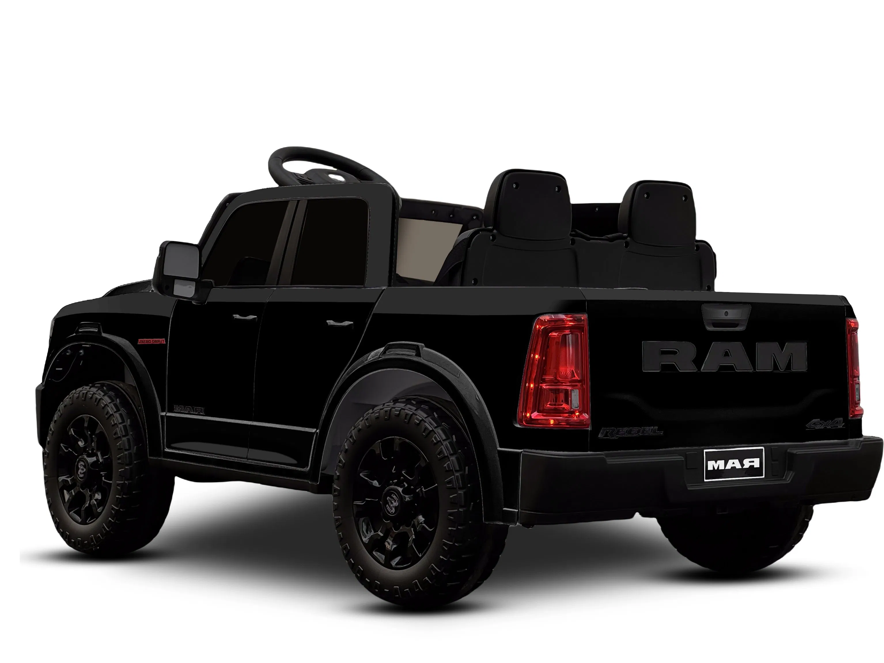 Licensed Dodge RAM Kids Ride-on Truck 12V Battery Powered Electric Car with Remote Control-Black