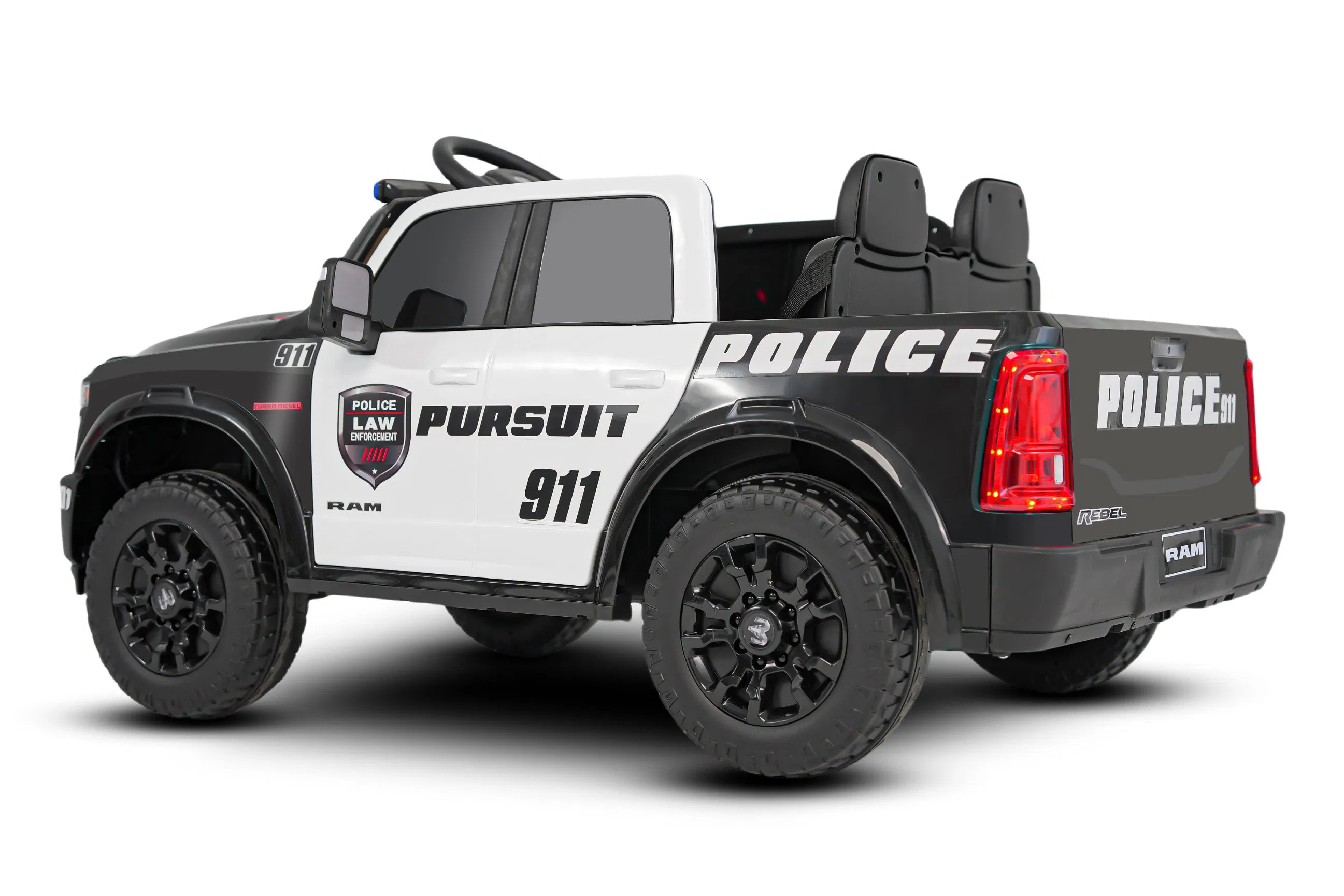 Dodge RAM Licensed Cops Truck Kids Electric Ride-on with Remote Control &amp; Suspension