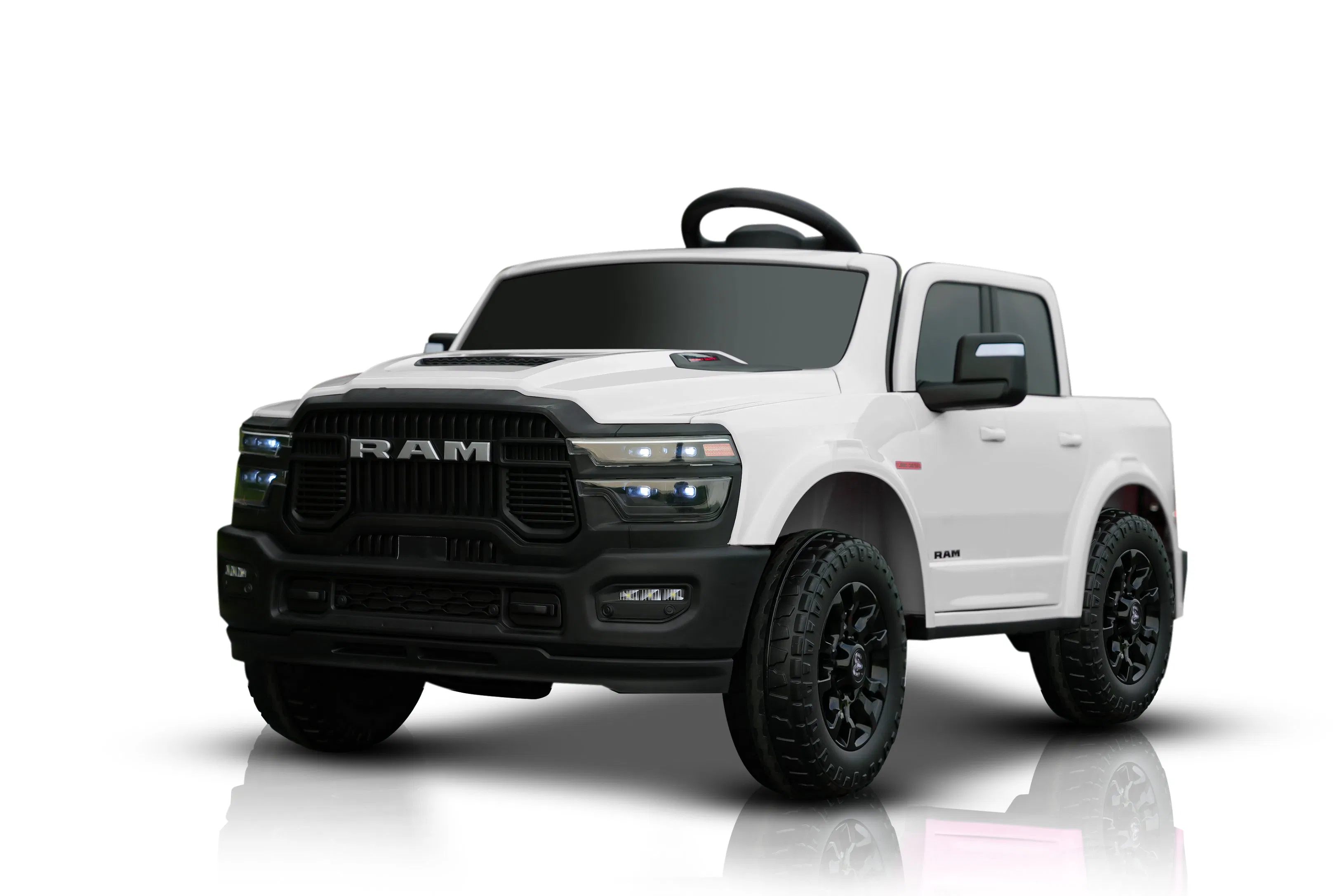 Licensed Dodge RAM Kids Electric Ride-on Truck-White