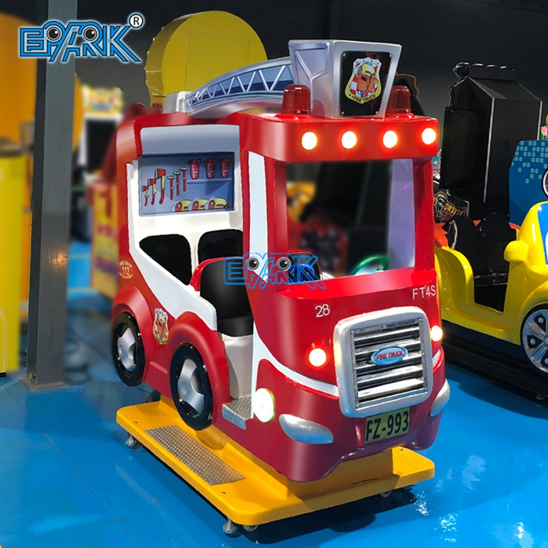 Indoor Coin Operated Children's Four Seats Fire Truck Kiddie Ride