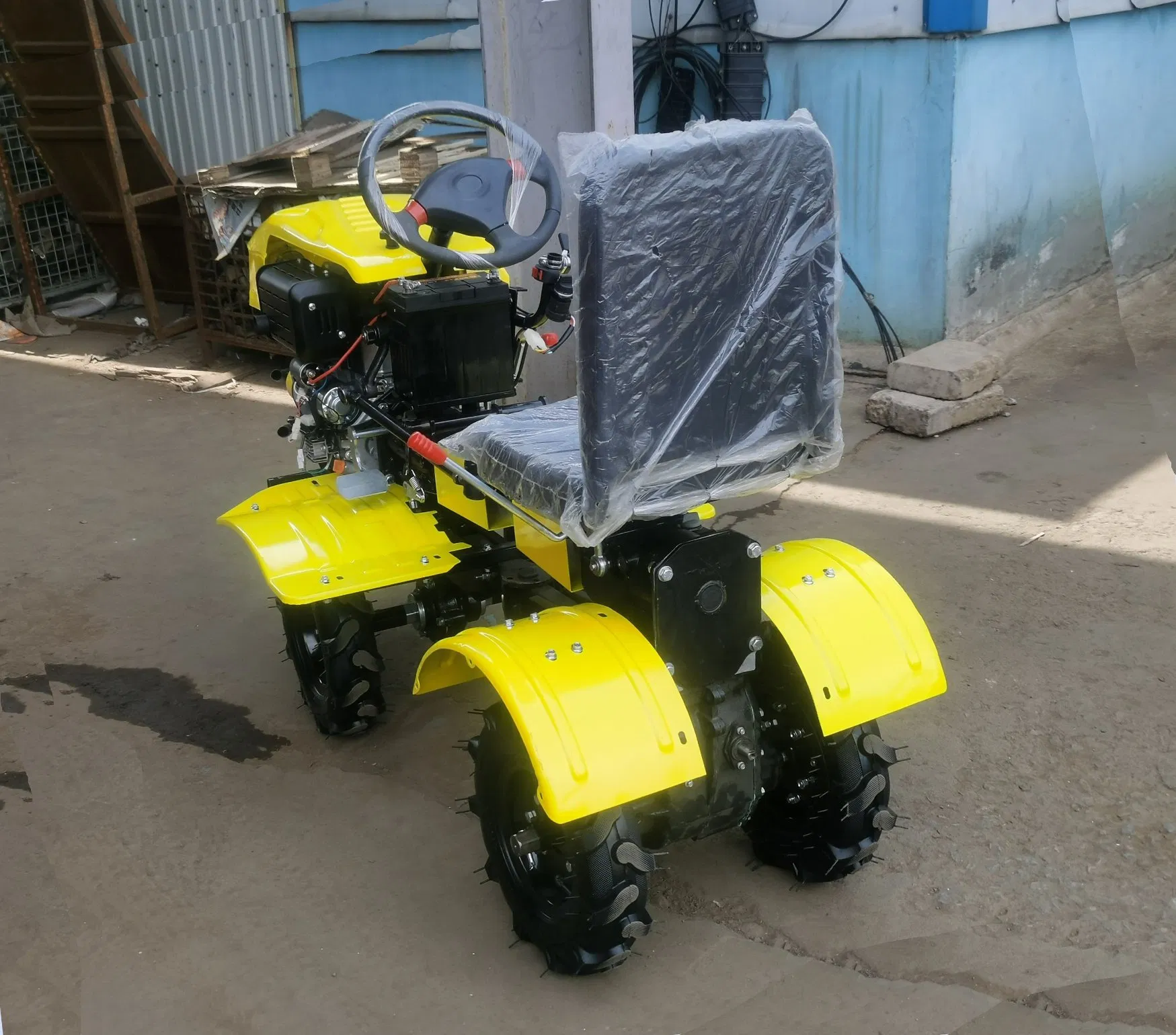 Long-Service 4-Wheel Ride-on Rotary Tiller Garden Cultivator for Mini Tractor for Farm Use