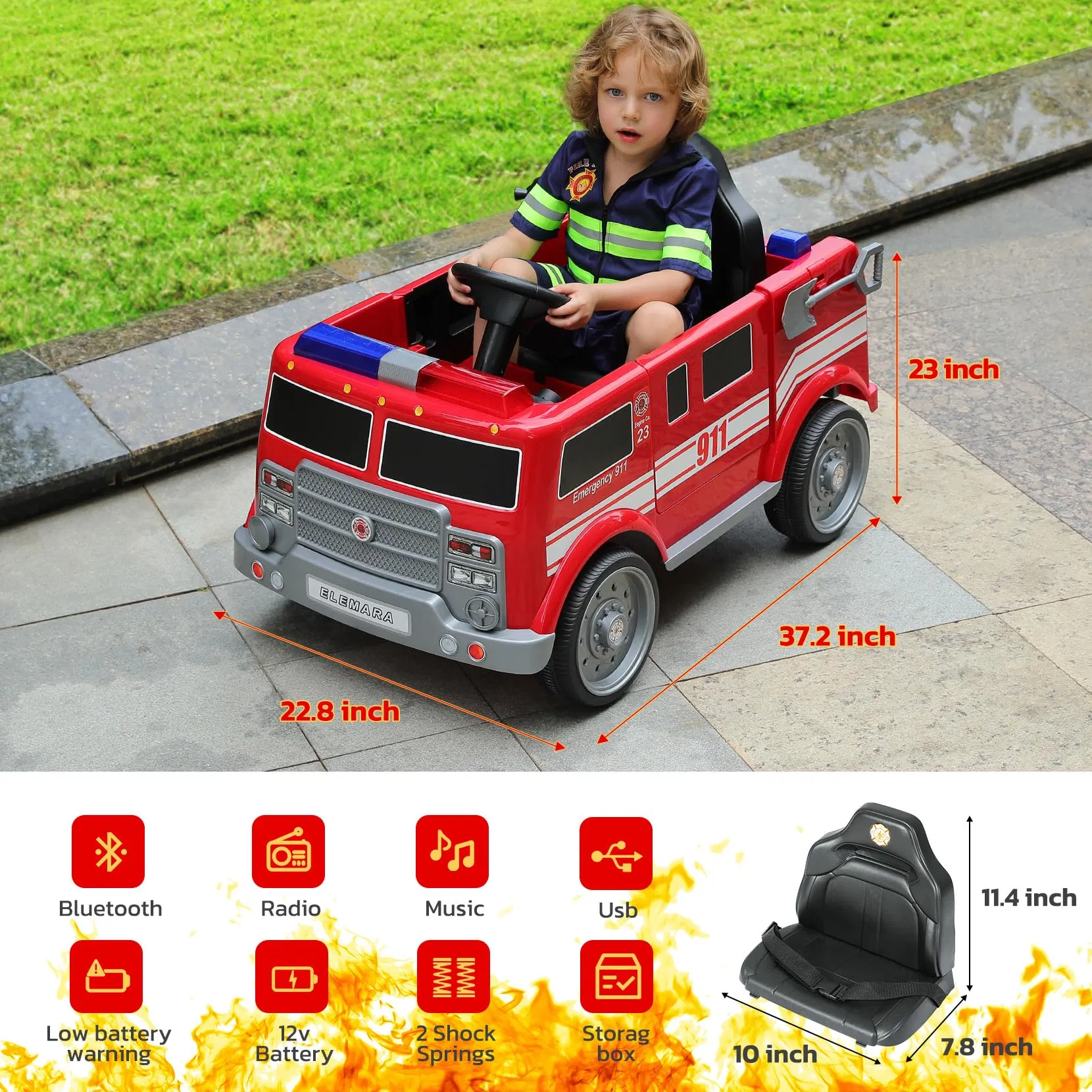 Best Quality 12V Ride on Fire Truck