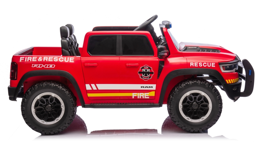 24V Licensed RAM 1500 Rho Fire Rescue Super Truck Ride on Car