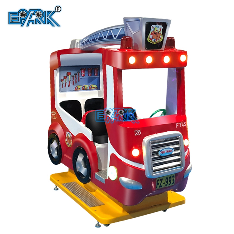 Indoor Coin Operated Children's Four Seats Fire Truck Kiddie Ride