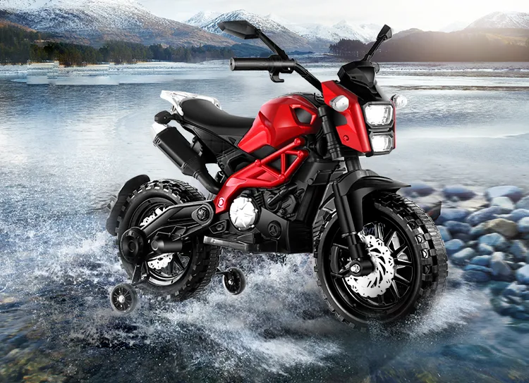 Kids Ride on Motorcycle Side View