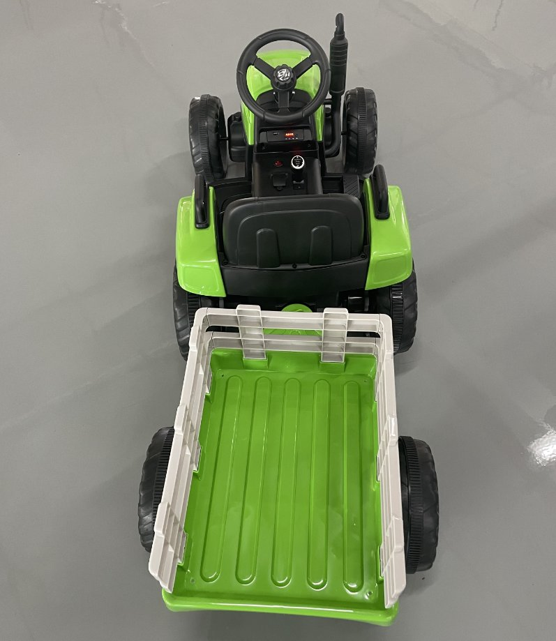 Ride on Tractor with Detachable Trailer, 12V Kids' Electric Vehicles, LED Headlights, Remote Control Tractor Toys for Kids 3+