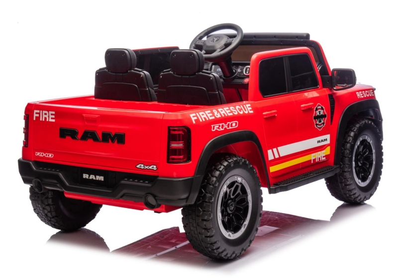 24V Licensed RAM 1500 Rho Fire Rescue Super Truck Ride on Car