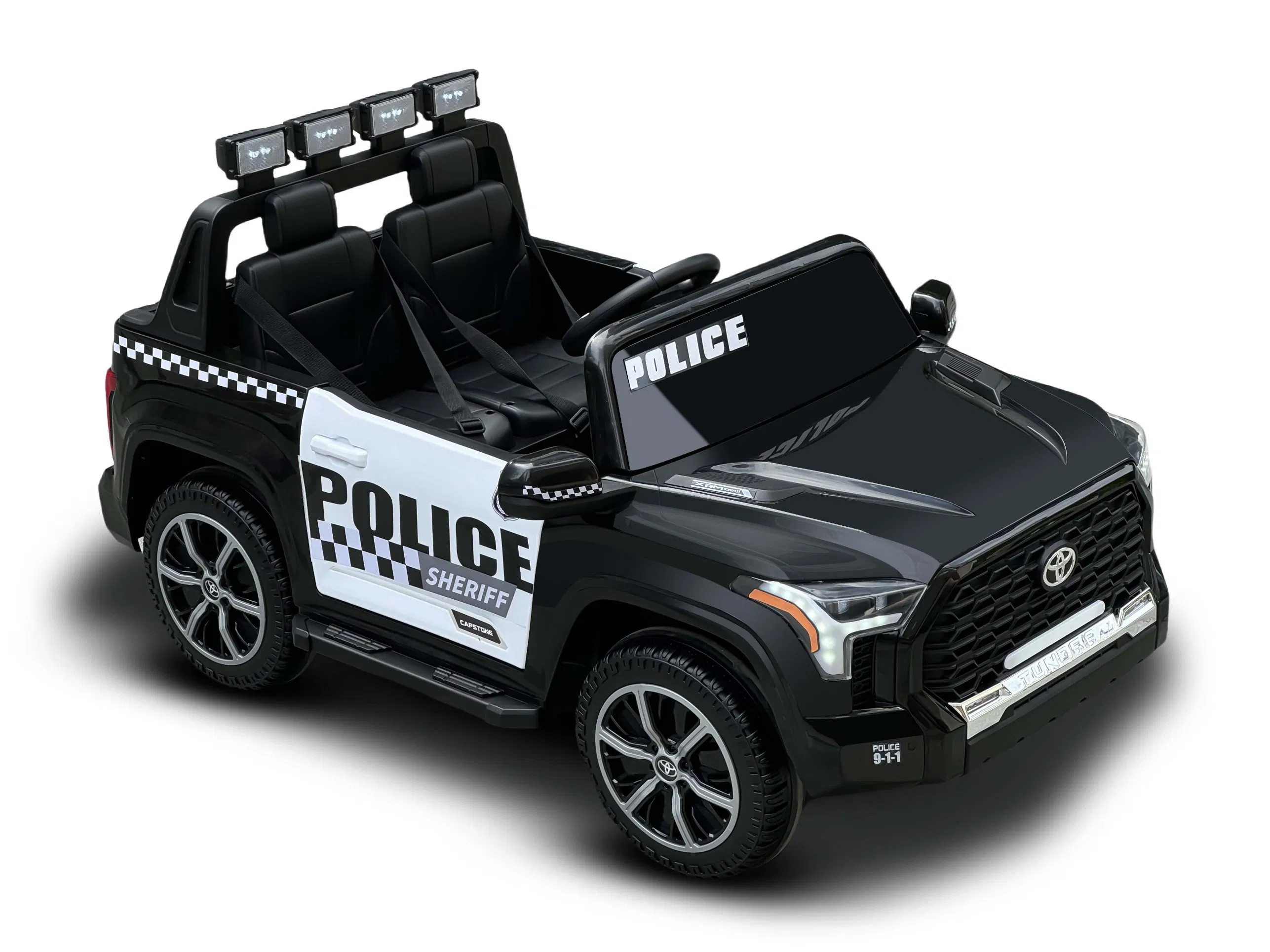 Official Toyota Kids Pickup Truck Electric Ride-on Toy with Bluetooth &amp; LED Lights-Cops