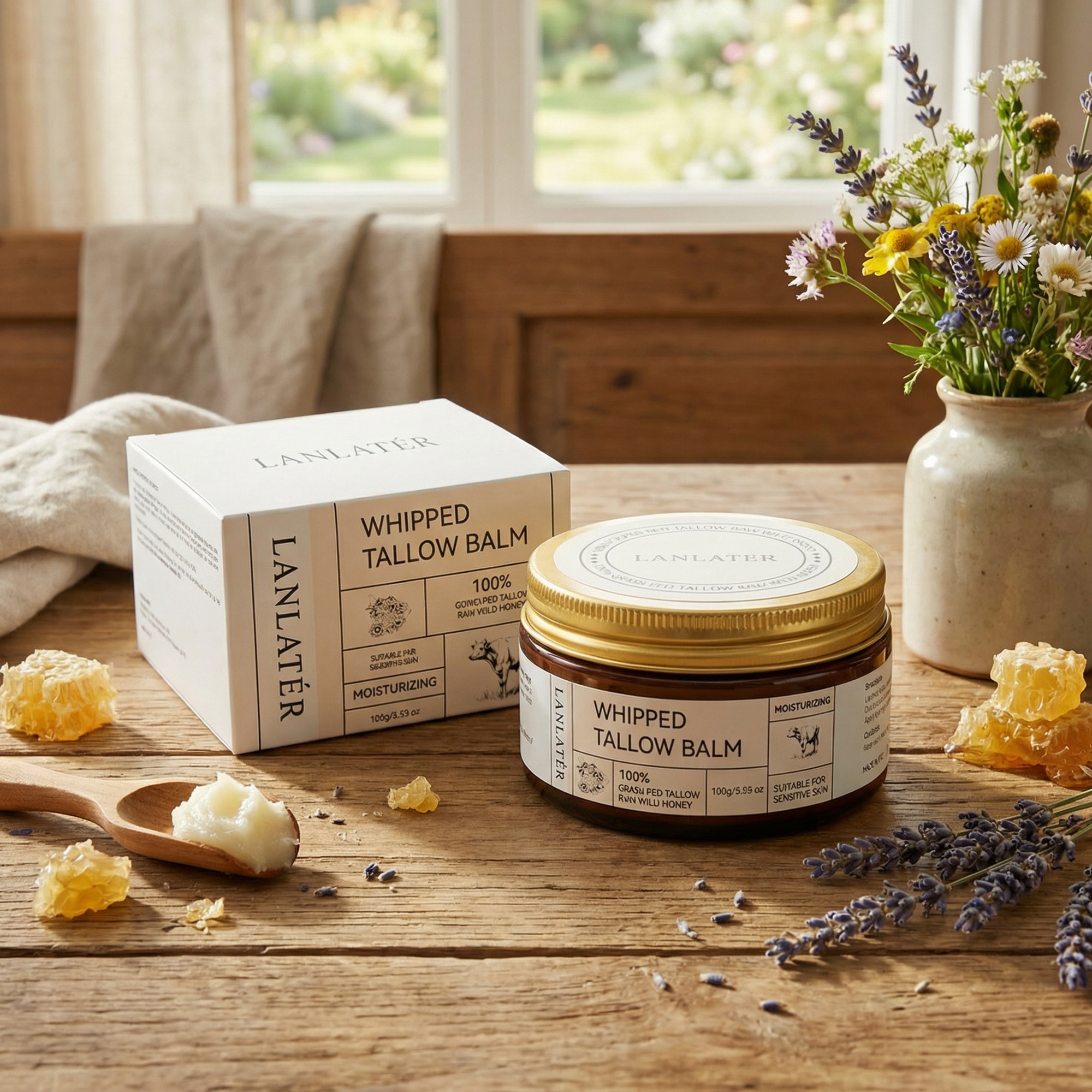 Natural Ingredients Tallow Balm Cream Deep Nourish Lock Moisture Skincare Moisturizer Whipped Tallow Balm for Face